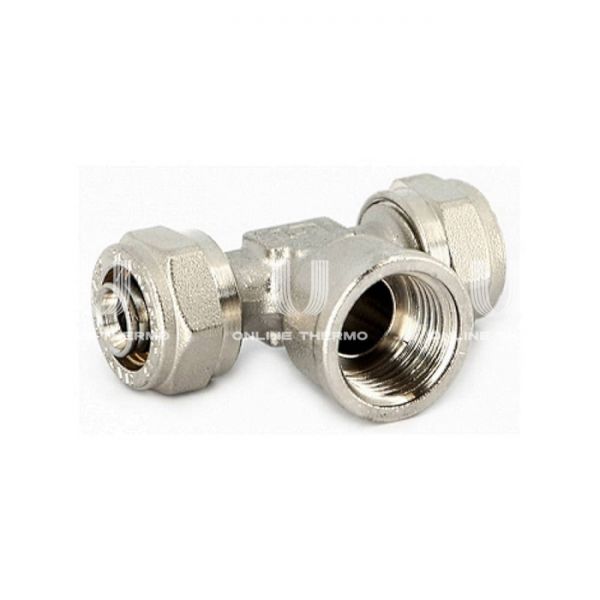 Тройник с внутренней резьбой Uni-fitt 667N7270, 20х1/2"х20, никелированный, компрессионный