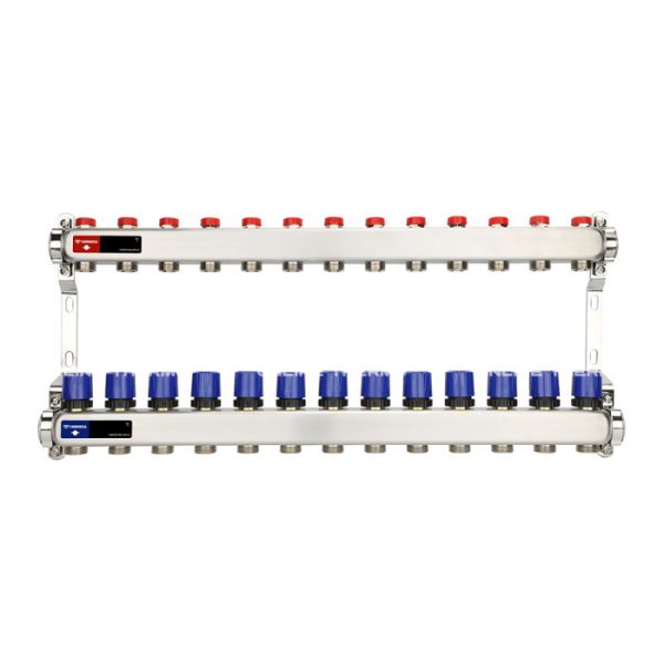 Распределительный коллектор (группа) для отопления Varmega VM15513 ВР 1", на 13 контуров 3/4" EK, нержавеющая сталь