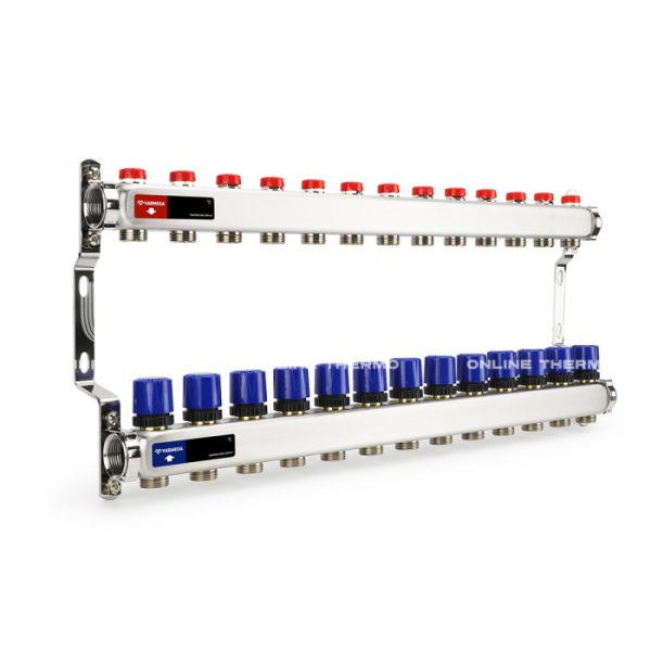 Распределительный коллектор (группа) для отопления Varmega VM15513 ВР 1", на 13 контуров 3/4" EK, нержавеющая сталь
