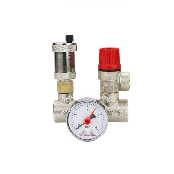 Группа безопасности котла Varmega VM16201, 1", никелированная латунь