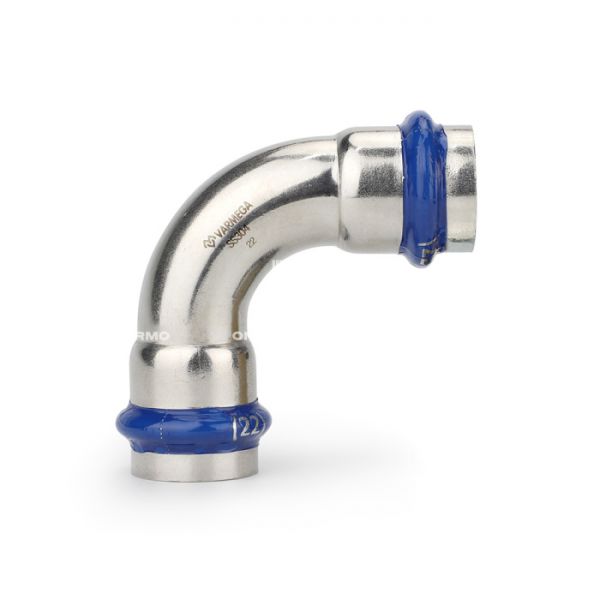 Угольник 90° двухраструбный Varmega Inox Press VM710005454, 54?54 мм