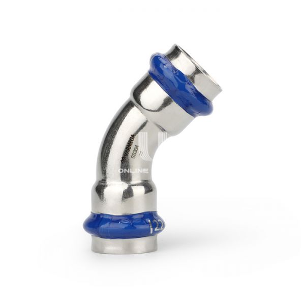 Угольник 45° двухраструбный Varmega Inox Press VM712002828, 28?28 мм