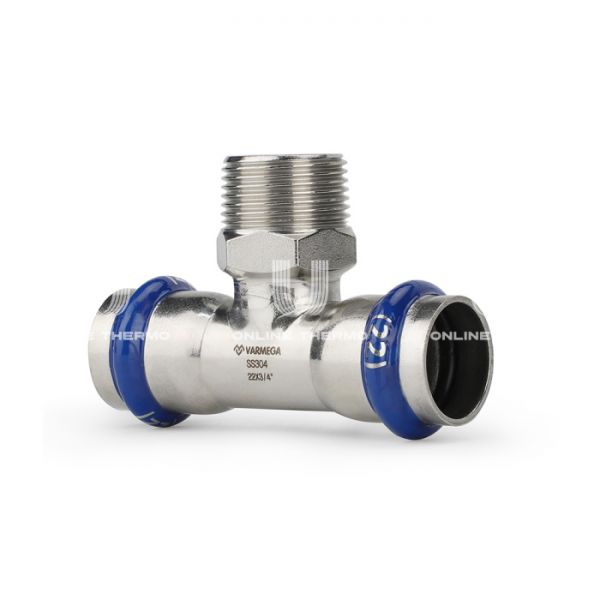 Тройник раструбный Varmega Inox Press с наружной резьбой VM721420642, 42?1"?42