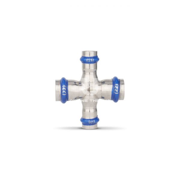 Крестовина раструбная Varmega Inox Press переходная VM725002218, 22?18?22?18 мм