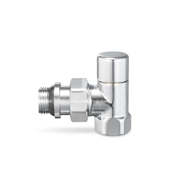 Запорный радиаторный клапан Varmega VMDV03-410404, 1/2" ВР-НР, угловой, хромированный