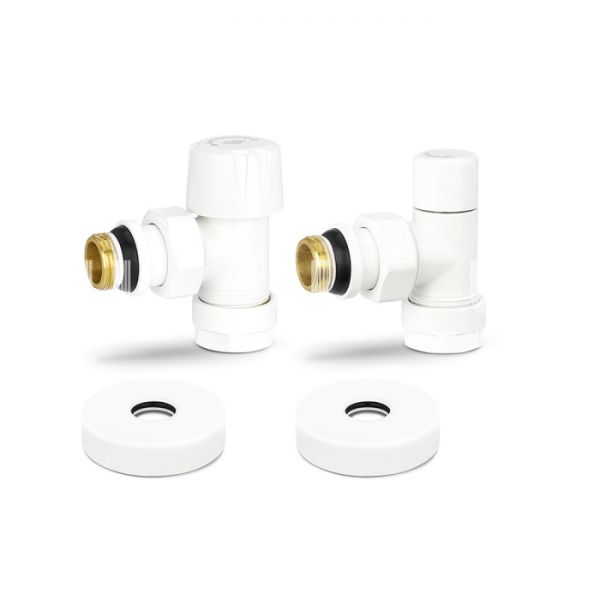 Комплект термостатический с запорным клапаном Varmega №1 VMDV10-110415, 1/2" x 3/4"EK ВР-НР, угловой, белый