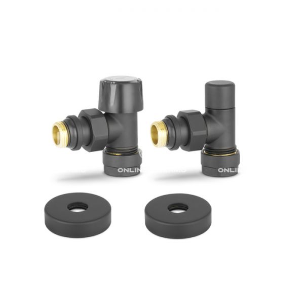 Комплект термостатический с запорным клапаном Varmega №1 VMDV10-210415, 1/2" x 3/4"EK ВР-НР, угловой, черный