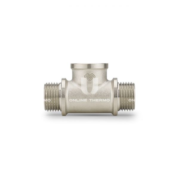 Тройник равносторонний с внутренней и наружной резьбой Varmega НР-ВР-НР 1/2", VMTF14-N040404, никелированный