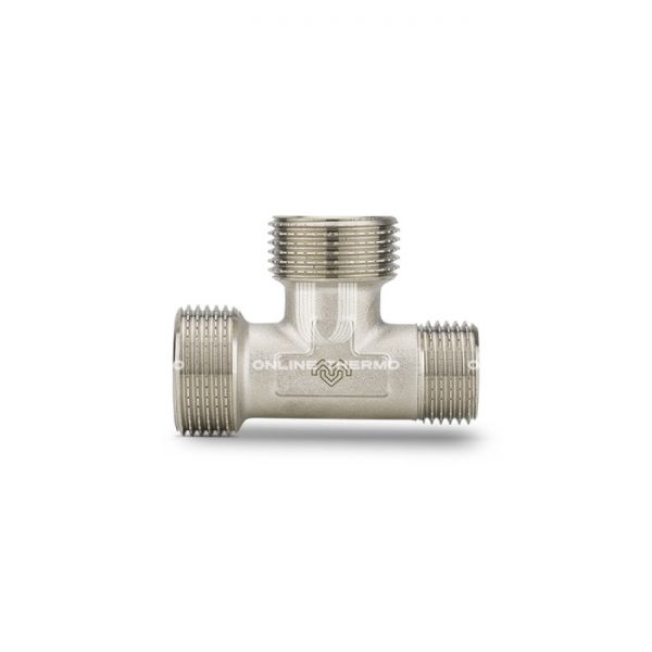 Тройник переходной с наружной резьбой Varmega НР 3/4"x3/4"x1/2", VMTF19-N050504, никелированный