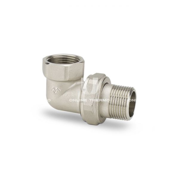 Угловое разъемное соединение Varmega ВР-НР 1", VMTF52-N000606, с уплотнением o-ring, никелированное