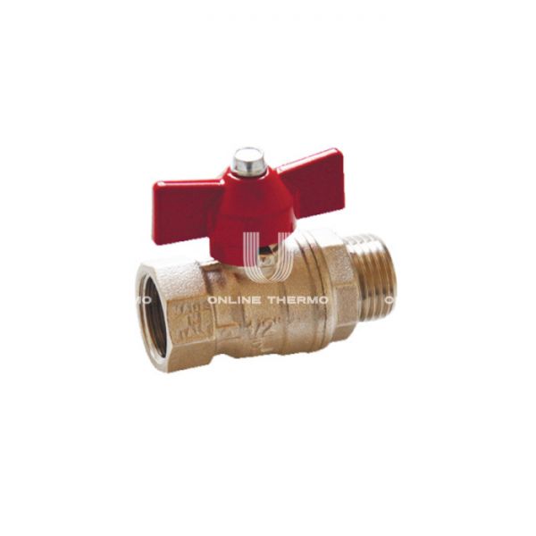 Кран шаровый со сгоном и накидной гайкой Vitron КрСг.ВН.G1/2".Пр, 1/2" ВР-HР, полнопроходной, ручка-бабочка