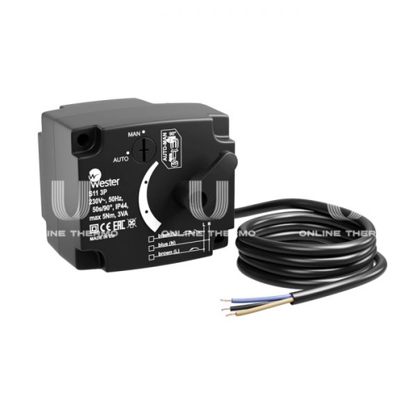 Сервопривод Wester S11 3P 20500A-K для 3-ходовых клапанов, 230 В, 5 Нм, 90°, 50 с, 1.5 м