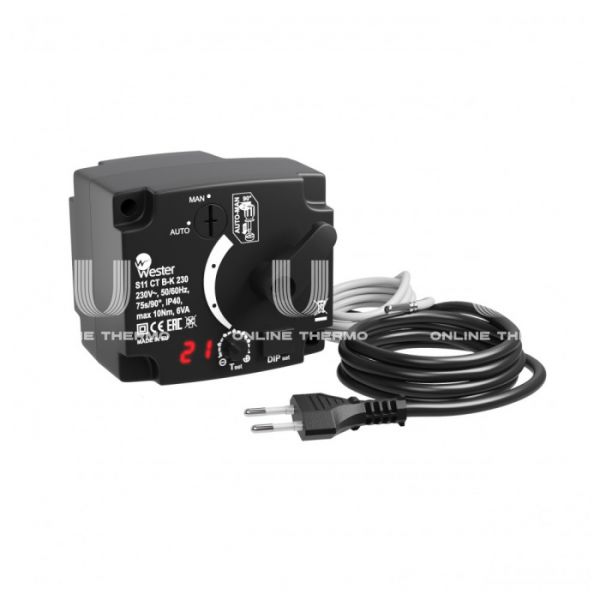 Контроллер (сервопривод) Wester S11 CT B-K для 3-ходовых клапанов, 230 В, 10 Нм, 90°, 75 с, 1.5 м