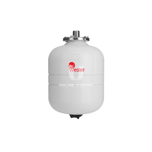 Расширительный бак для ГВС и гелиосистем Wester WDV8P, 8 л, белый, вертикальный, подвесной, нержавеющий фланец