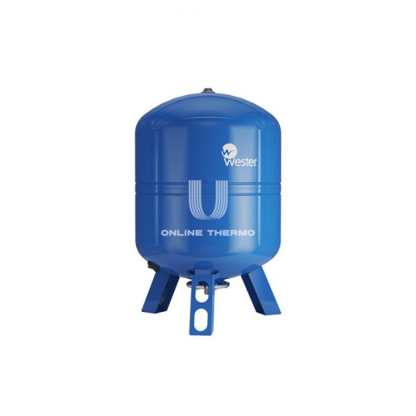 Гидроаккумулятор (расширительный бак) для водоснабжения Wester WAV100, 100 л, cиний, вертикальный, напольный на ножках