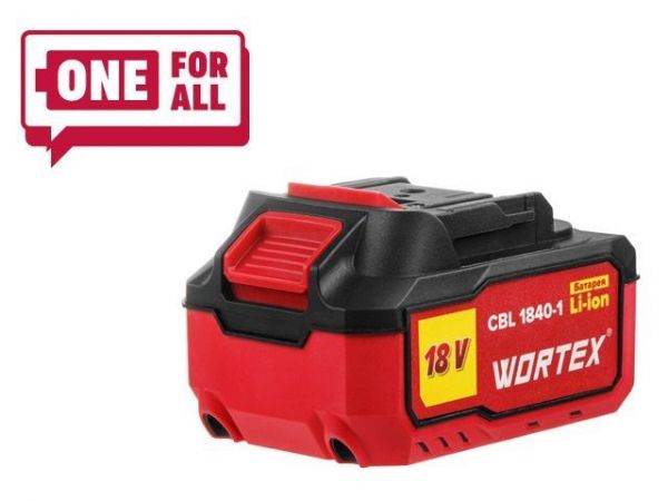 Аккумулятор WORTEX CBL 1840-1 18.0 В, 4.0 А*ч, Li-Ion ALL1 XLT(18.0 В, 4.0 А*ч, индикатор заряда, обрезиненный корпус)