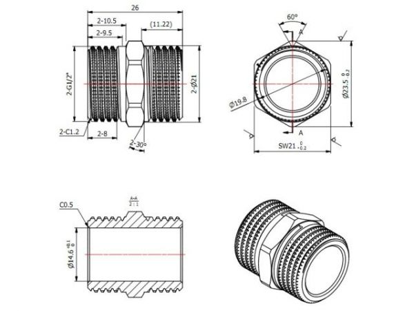 Ниппель 1/2' нар.-нар., AV Engineering (инд. упак.)