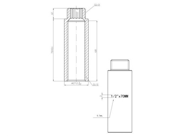 Удлинитель 1/2' вн.-нар. х 70 мм усиленный ХРОМ, AV Engineering (инд. упак.)(Латунь, макс.  16 бар, макс.  110 °С)
