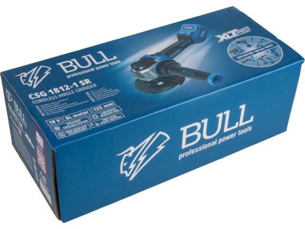 Углошлифмашина BULL CSG 1812-1 SR в кор. XLTpro  SOLO БЕСЩЕТ, 125 мм, рег. об., 10 000 об/мин(Безредукторный тип, плав пуск, конст. эл., защита от перегруз. и перегрев.)