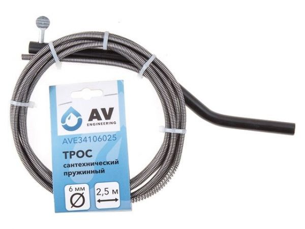 Трос сантехнический пружинный ф 6 мм длина 2,5 м AV Engineering(Стальной)