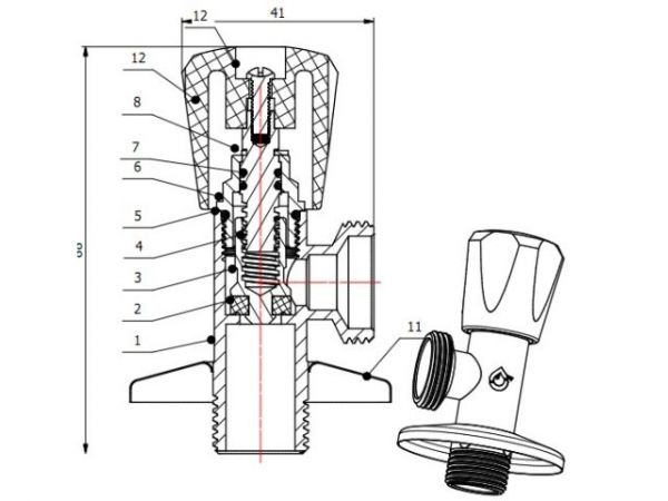 Кран вентильный 1/2' нар. х 3/4' нар. для стир. машины ХРОМ., AV Engineering(Латунь, макс.  10 бар, макс.  110 °С)