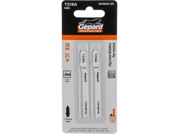 Пилка лобз. по металлу T218A (2 шт.) GEPARD(пропил криволинейный, тонкий, для базовых работ)