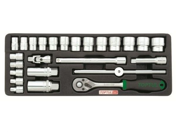 Набор-сет головок 3/8' 25предм. 6гр. 136х364мм TOPTUL