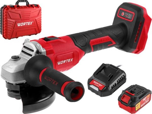 Углошлифмашина WORTEX LX CAG 1812-1 E в чем. ALL1 XLT SET БЕСЩЕТ., 18 В, 125 мм, 8000 об/мин(рег. об.)