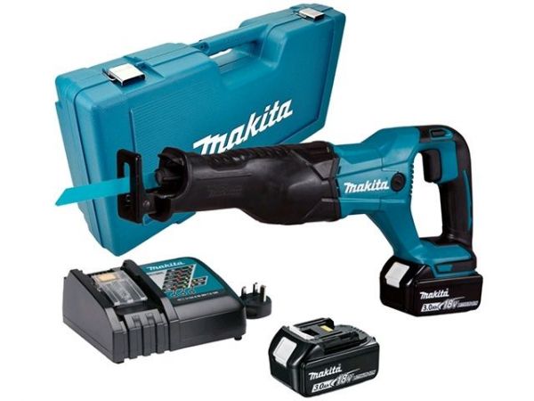 Сабельная пила MAKITA LXT DJR 186 RFE в чем. (18.0 В, 2 акк., 3.0 А/ч, Li-Ion, дерево до 255 мм, металл до 20 мм)