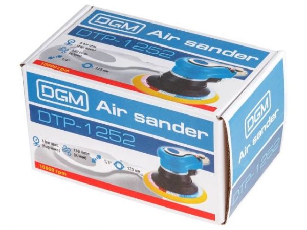 Пневмошлифмашина эксцентриковая DGM DTP-1252(125 мм / 5'; Эксцентр.: 5 мм; 10 000 об/мин; 180 л/мин)