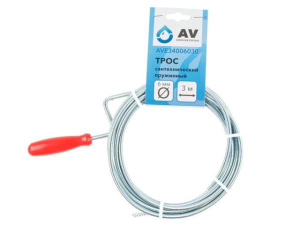 Трос сантехнический пружинный ф 6 мм длина 3 м AV Engineering(Стальной)