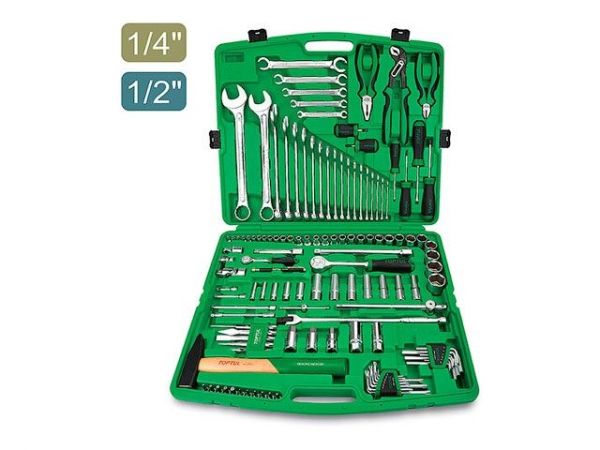 Набор слесарного инстр-та в чем. 130предм. 1/4',1/2' 6гр. TOPTUL