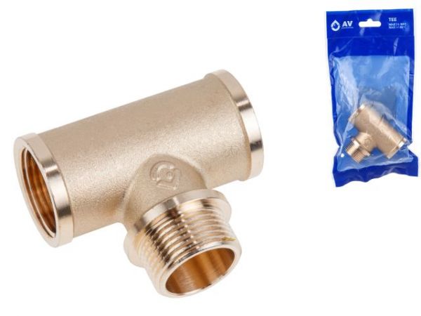 Тройник 3/4' вн.-нар.-вн., AV Engineering (инд. упак.)(Латунь, макс.  16 бар, макс.  110 °С)