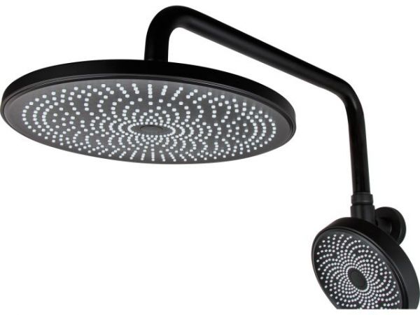 Душевая система (Lt) D35, серия Lotus черный, a-five(На стену, Короткий излив, Троп. душ: вынос 351  мм, диаметр; 200 мм.)