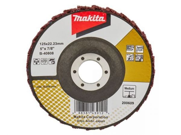 Круг лепестковый 125x22,23 мм, стекловолокно, угловой (сред. полир-ка) B-40808 MAKITA(125x22,23 мм., полировочный диск стекловолокно, угловой (сред. полир-ка))