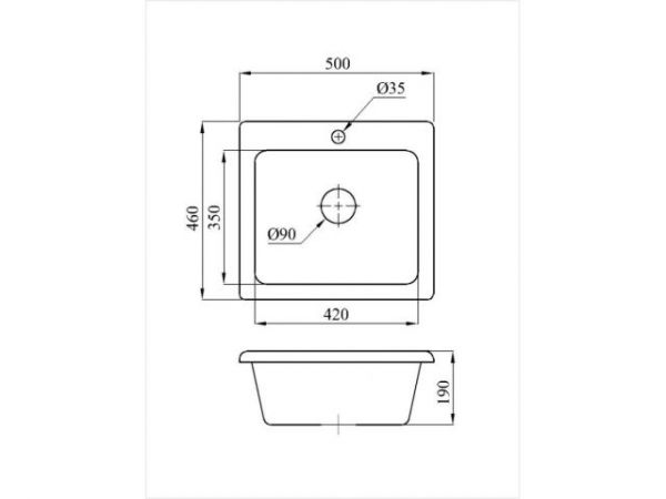 Мойка кухонная из искусственного камня SOLO серый 500х460 мм, AV Engineering