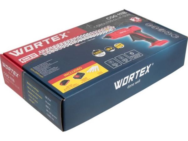 Клеевой пистолет WORTEX CGG 1118 в кор. ALL1 XLT с акб и з/у SET 18В, 11 мм