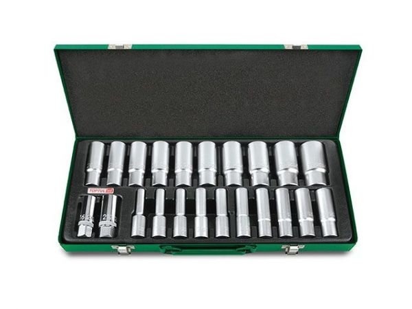 Набор головок 1/2' глубокие 8-32мм 22предм. 6гр. метал.кейс TOPTUL