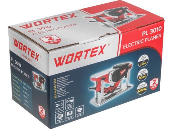 Рубанок электрический WORTEX PL 3010 в кор. 1200 Вт, шир. до 110 мм, глуб. до 3,1 мм(Длина шнура 2 м, 4.8 кг.)