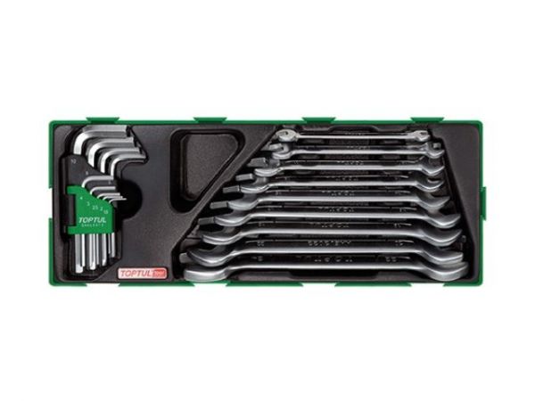Набор-сет ключей рожк. + шестигр. 18предм. TOPTUL
