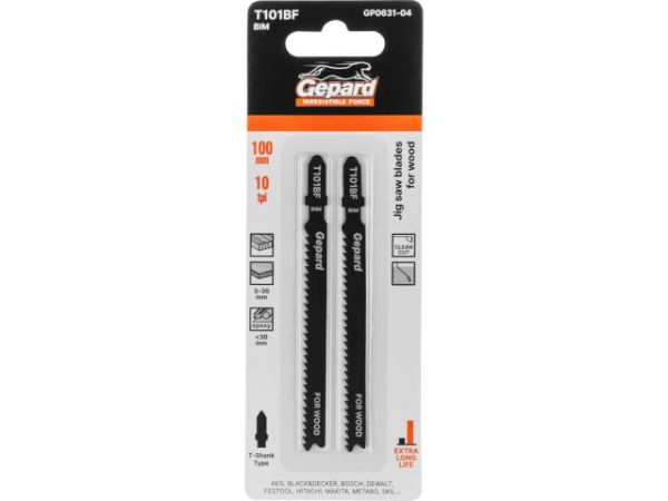 Пилка лобз. по дереву T101BF (2 шт.) GEPARD(пропил прямой, тонкий, аккуратный и чистый рез)
