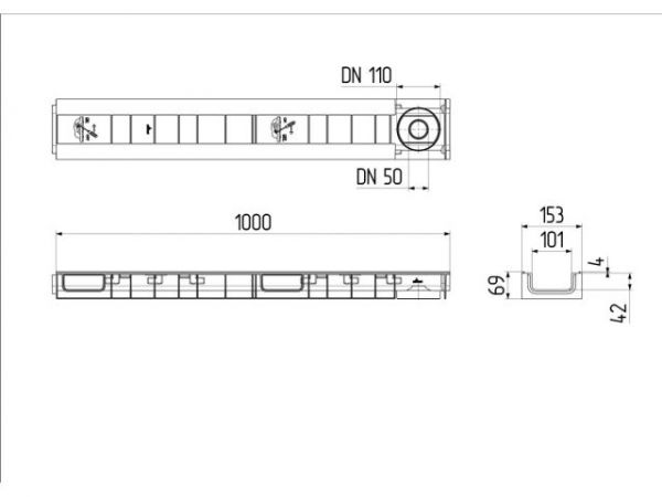 Лоток STANDART 100.65 h69 пластиковый light, Ecoteck, РБ