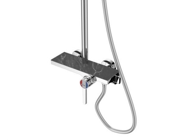 Душевая система (Lt) D35, серия Lotus хром, a-five(На стену, излив потайной в корпусе., Троп. душ: вынос 408 мм, диаметр 250 мм.)