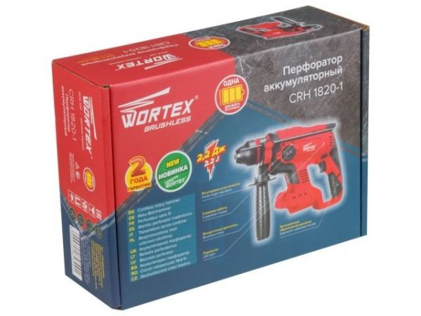 Перфоратор WORTEX CRH 1820-1 в кор. ALL1 XLT SOLO(18.0 В, БЕЗ АККУМУЛЯТОРА И ЗУ, 2.2 Дж, вес 1,7 кг)