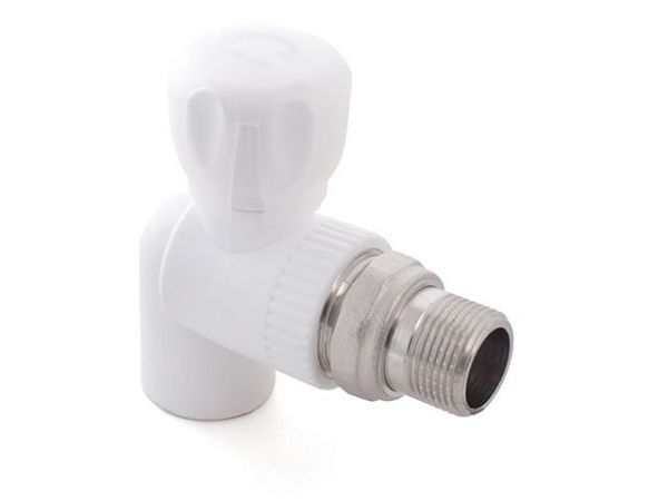 Кран шар. ПП для радиатора 20х1/2' угл., бел. РТП