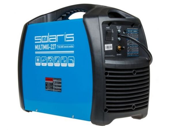 Полуавтомат сварочный Solaris MULTIMIG-227(230В; MIG/FLUX/MMA/TIG; евроразъем; горелка 3 м; смена полярности; 2T/4T/Spot)