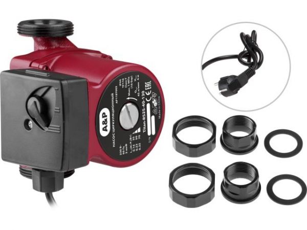 Насос циркуляционный Titan-RS25-60-130, A&P(55-100 Вт, 3300 л/ч, 6 м, для водоснабжения/отопления)