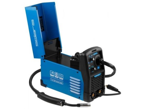 Полуавтомат сварочный Solaris MIG-200EM(220В; MIG/FLUX/MMA; встр. горелка 2 м; смена полярности; катушка 1 кг)