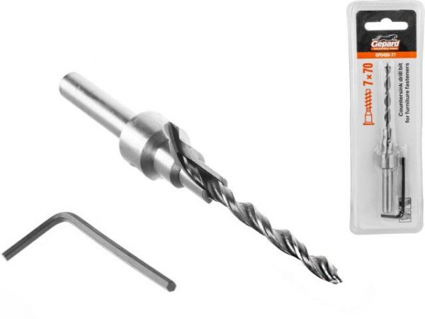 Сверло для мебельных стяжек (конфирматов) 7х70 мм GEPARD (GP0450-77)
