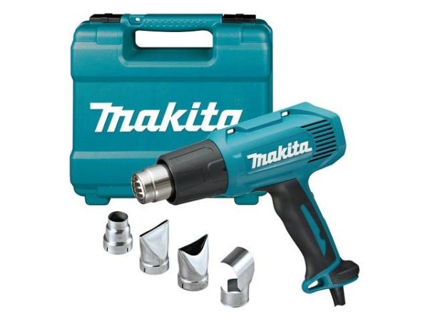 Термовоздуходувка MAKITA HG 5030 K в чем. + набор сопл(1600 Вт, 2 скор., 350-500 °С, ступенч. рег.)